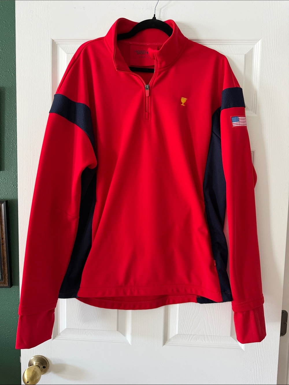 Lacoste Red and Navy Quarter-Zip Men's Pullover